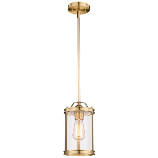 pasentel Modern 1-Light Gold Metal Pendant Light with Clear Glass Shade
