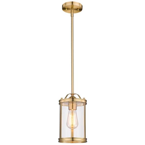 pasentel Modern 1-Light Gold Metal Pendant Light with Clear Glass Shade