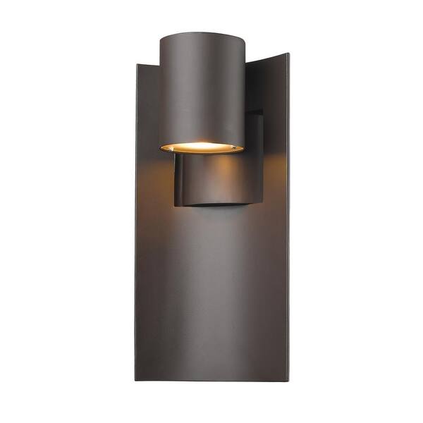 Unbranded Amador 14-Watt 14.8" Deep Bronze Integrated LED Aluminum Hardwired Outdoor Weather Resistant Cylinder Wall Sconce Light