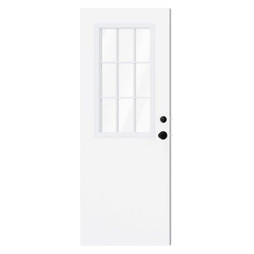 TENONER 36 in. x 80 in. No Handing 9-Lite Clear Glass Primed Wood