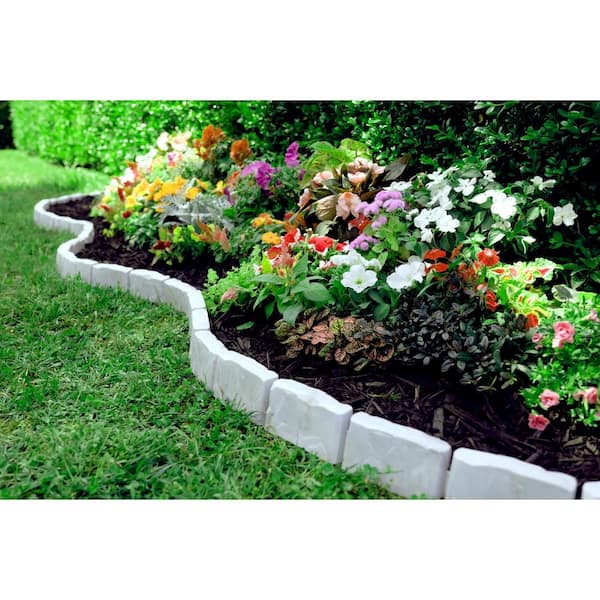 60 ft. x 2.7 in. Gray Decorative Faux Stone Plastic Edging Kit No-Dig Landscape