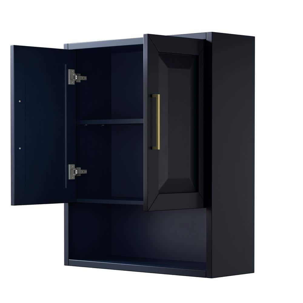Daria 25'' Dark Blue Wall-Mounted Bathroom Cabinet with Gold Hardware
