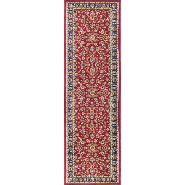 Sensation Border Red 2 ft. x 8 ft. Indoor Runner Rug