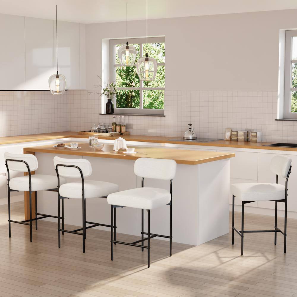 26 in. H White Kitchen Bar Stools Counter Height Bar Stools with Adjustable Foot Pads (Set of 4) price history on PriceWatchPro
