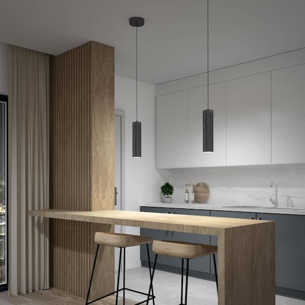 Cosmic 13.5-Watt Modern Black 3CCT Integrated LED Hanging Mini Pendant Light Fixture for Kitchen Island