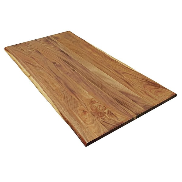 6 ft. L x 39 in. D Finished Saman Solid Wood Butcher Block Countertop Island in with Live Edge
