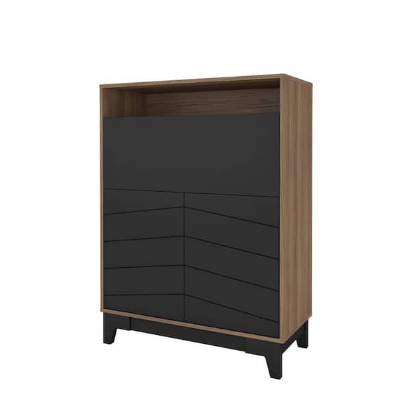 Unbranded Boss 36 in Rectangular Nutmeg and Black Secretary Desk with Drop-Down Door