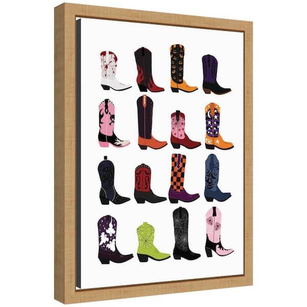 Sylvie "Halloween Boots" by Megan Ryan Abstract Framed Canvas Art Print 13 in. x 10 in.