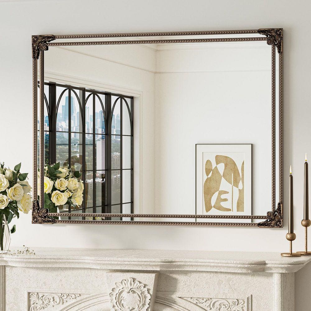 鏡 Vintage Rattern Mirror KeonJinn 40 in. H x 30 in. W Framed Rectangular Vintage Mirror