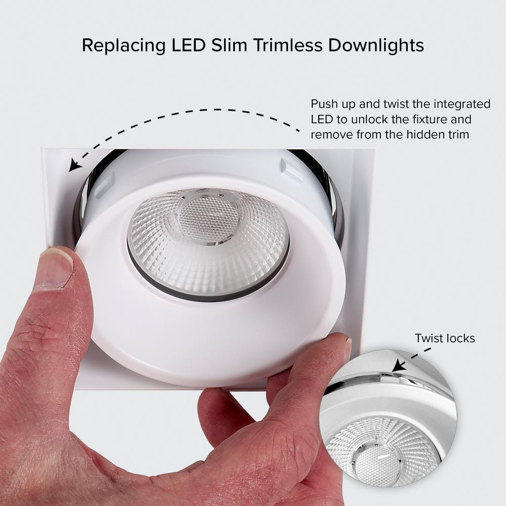 4" White Aluminum Trimless Recessed LED Downlight