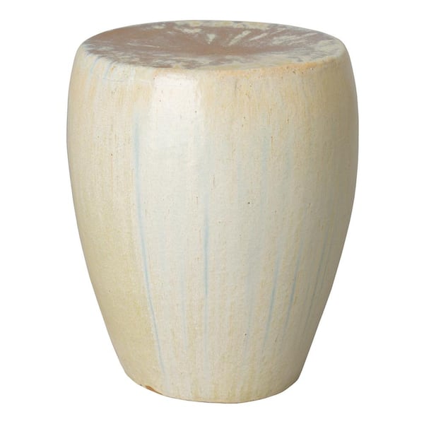 Emissary 18 in. H Champagne Round Ceramic Garden Stool