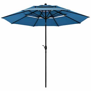 10 ft. Aluminum Market Tilt Patio Umbrella in Blue