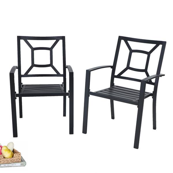Phi Villa Black Stackable Fancy Metal, Fancy Black Dining Chairs