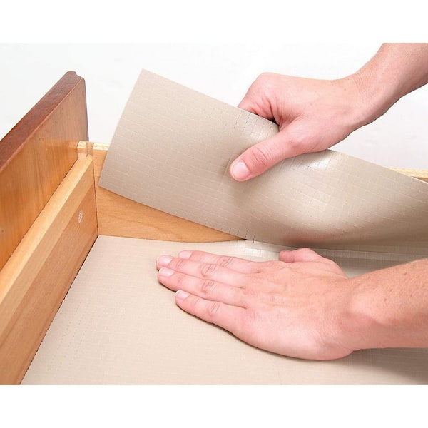 Zip-N-Fit 18 in. x 4 ft. Taupe Perforated Solid Grip Non-Adhesive Drawer and Shelf Liner (6 Rolls)