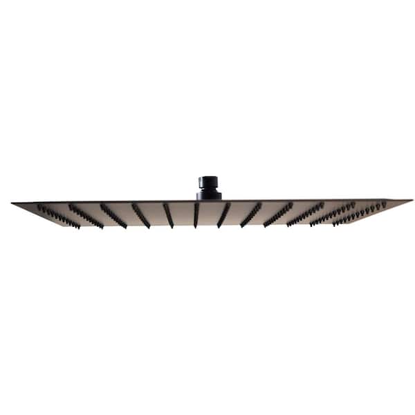 1-Pattern 16 in. Wall Mount Square Rain Fixed Shower Head in Matte Black