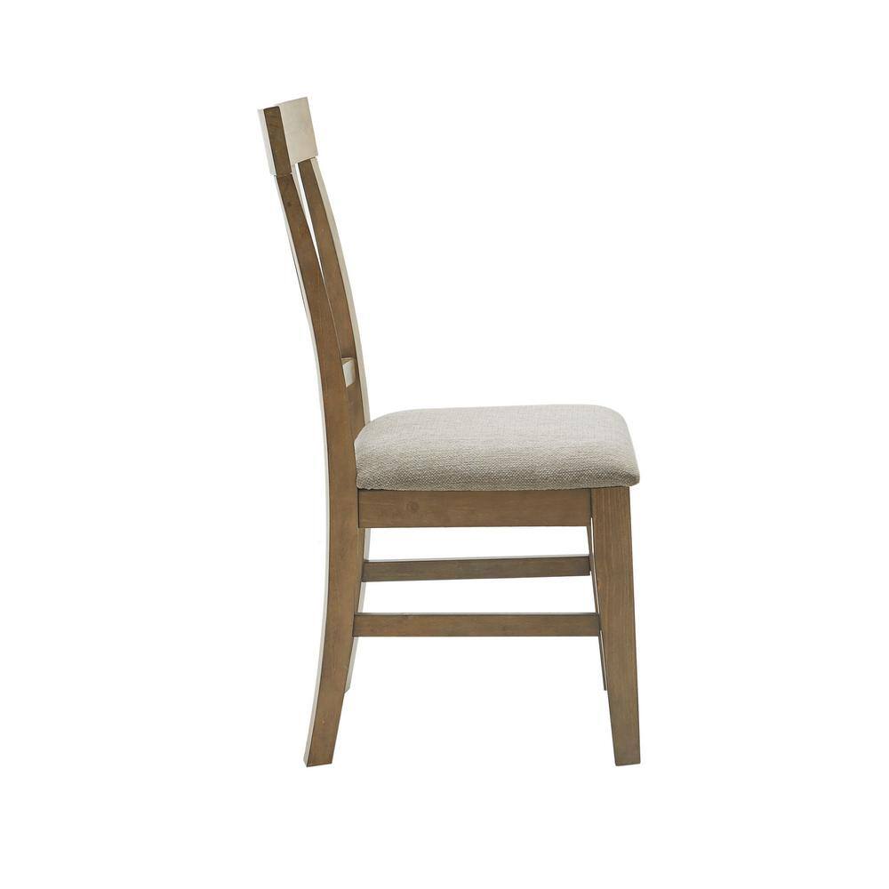 Gray Upholstered Linen Side Chair with Pinewood Frame, Set of 2