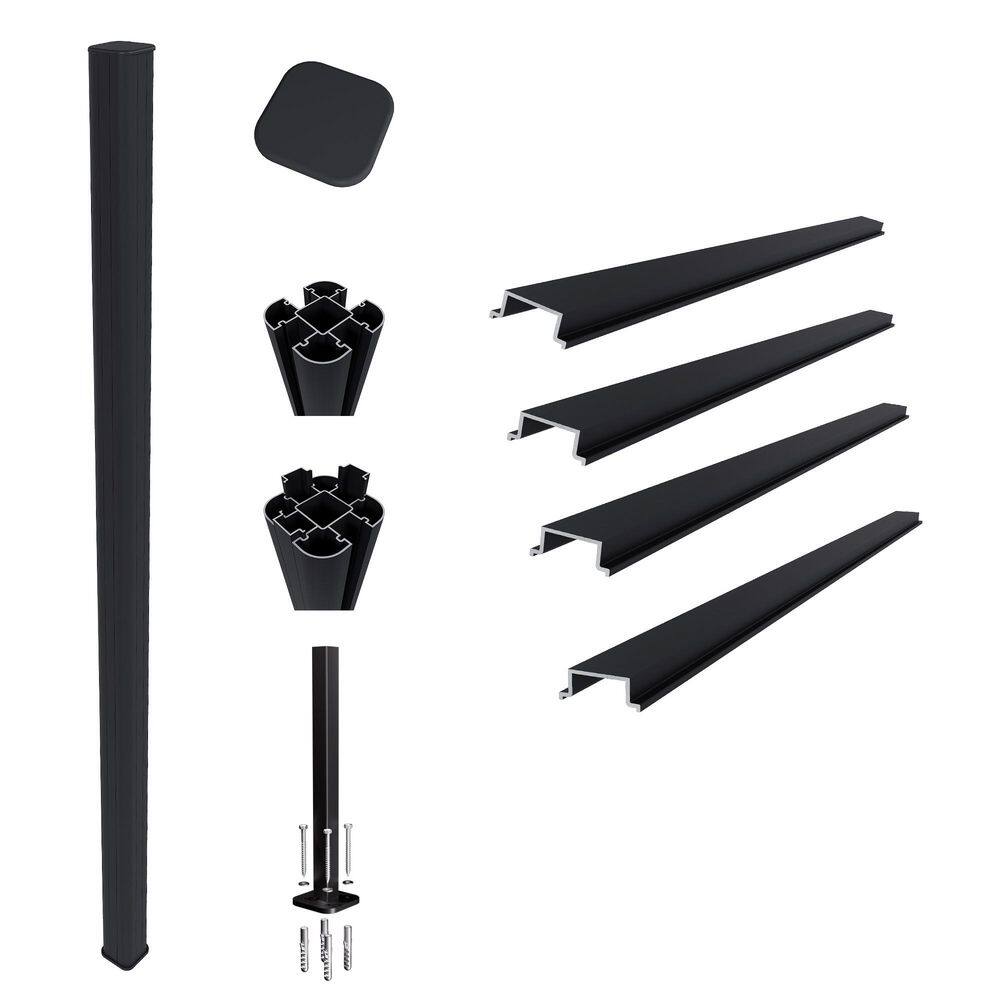 NewTechWood UltraEasy Fencing 3.75 in. x 3.75 in. x 72 in. Black ...