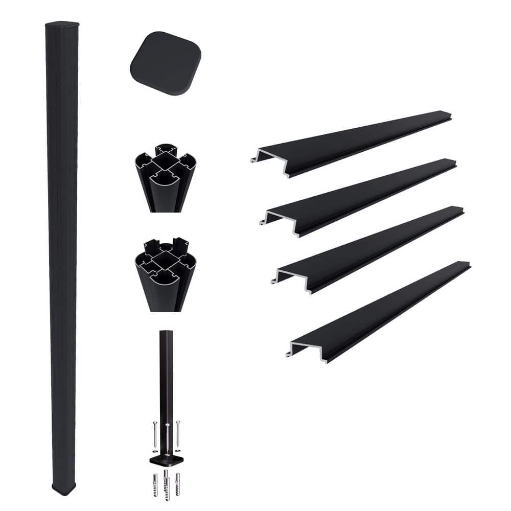 UltraEasy Fencing 3.75 in. x 3.75 in. x 72 in. Black Aluminum Concrete Install Post for Composite Fence Panel price history on PriceWatchPro