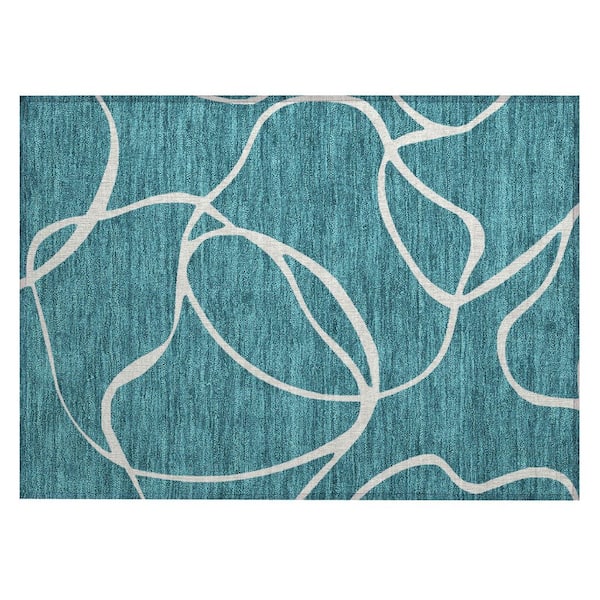 Chantille Machine Washable Indoor/Outdoor Abstract ACN999 Teal 1 ft. 8 in. x 2 ft. 6 in. Area Rug