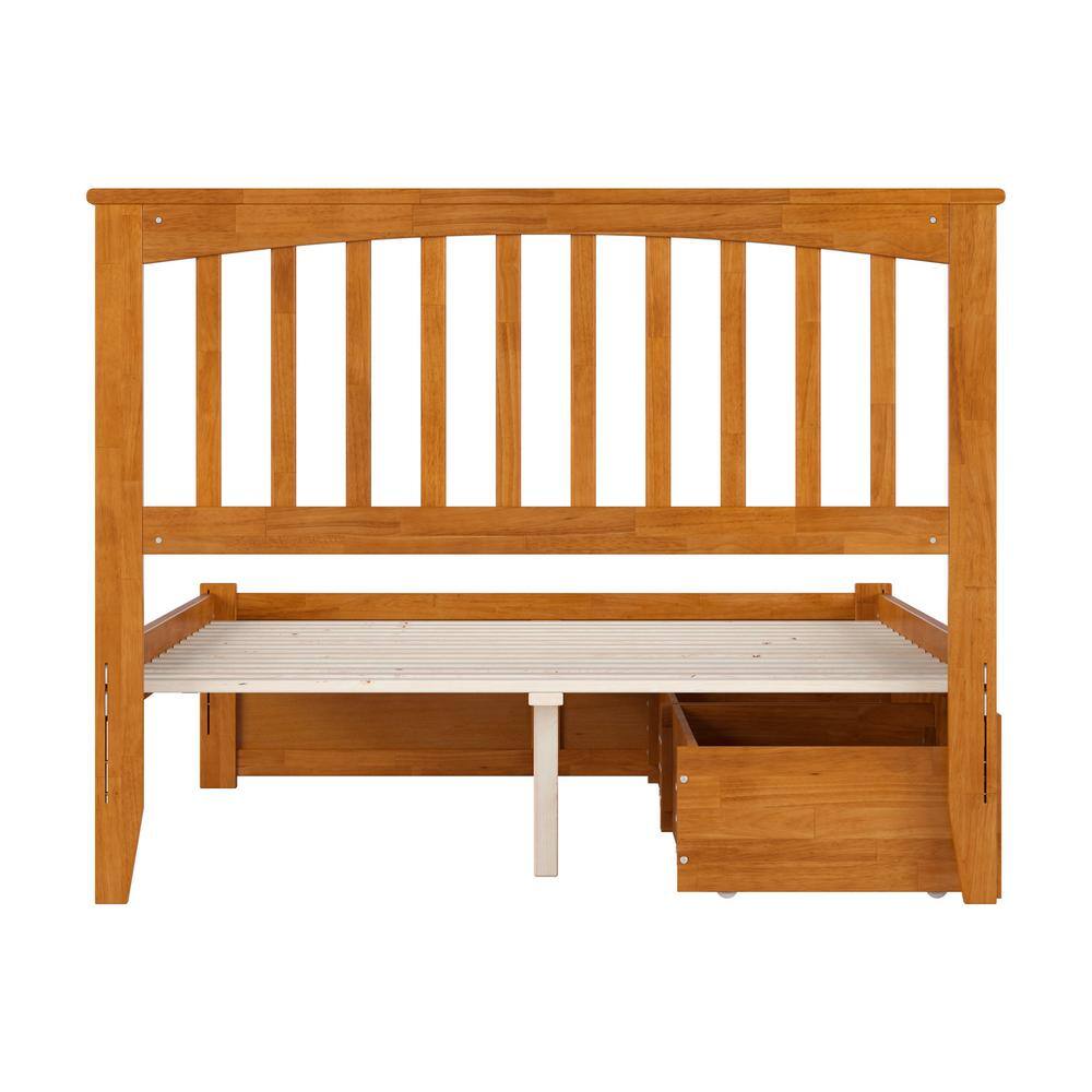 Light Toffee Full Wood Platform Bed with Storage Drawers and Headboard