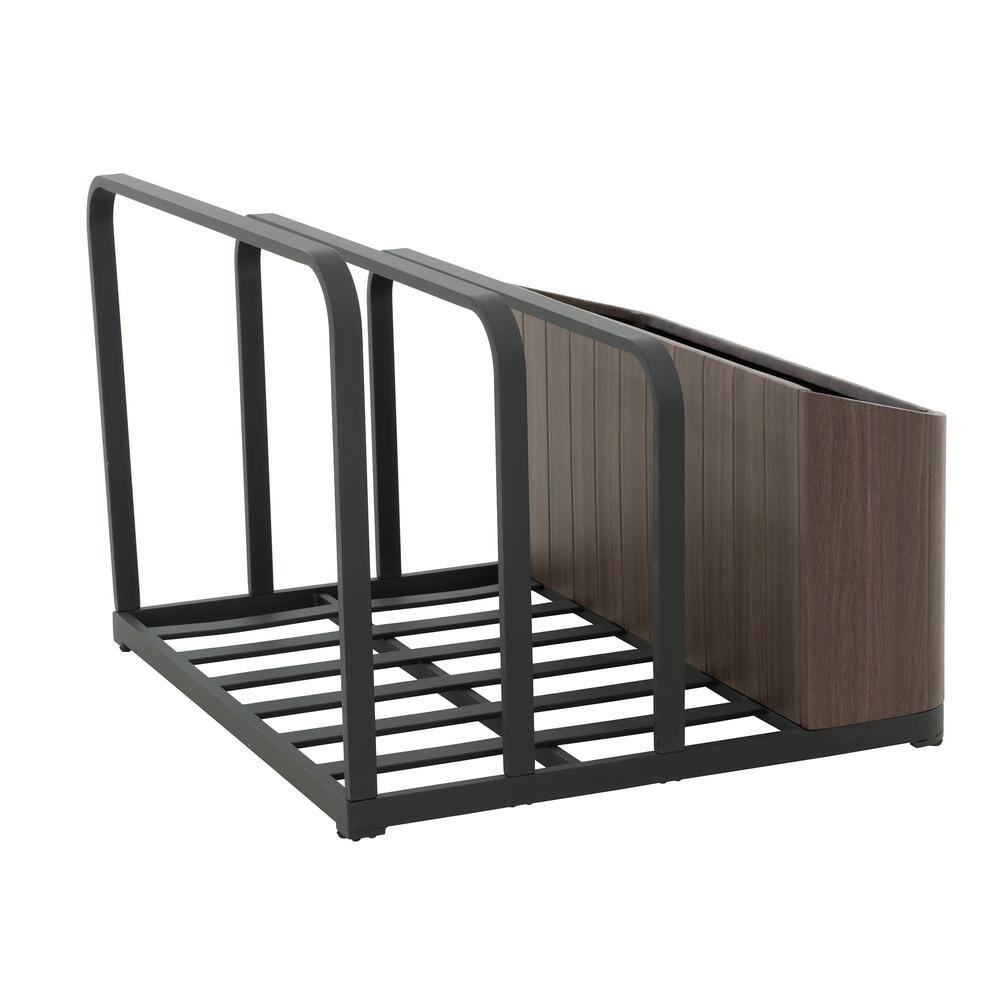 Brown Aluminum Pool Float Storage Basket with Wood Grain Finish