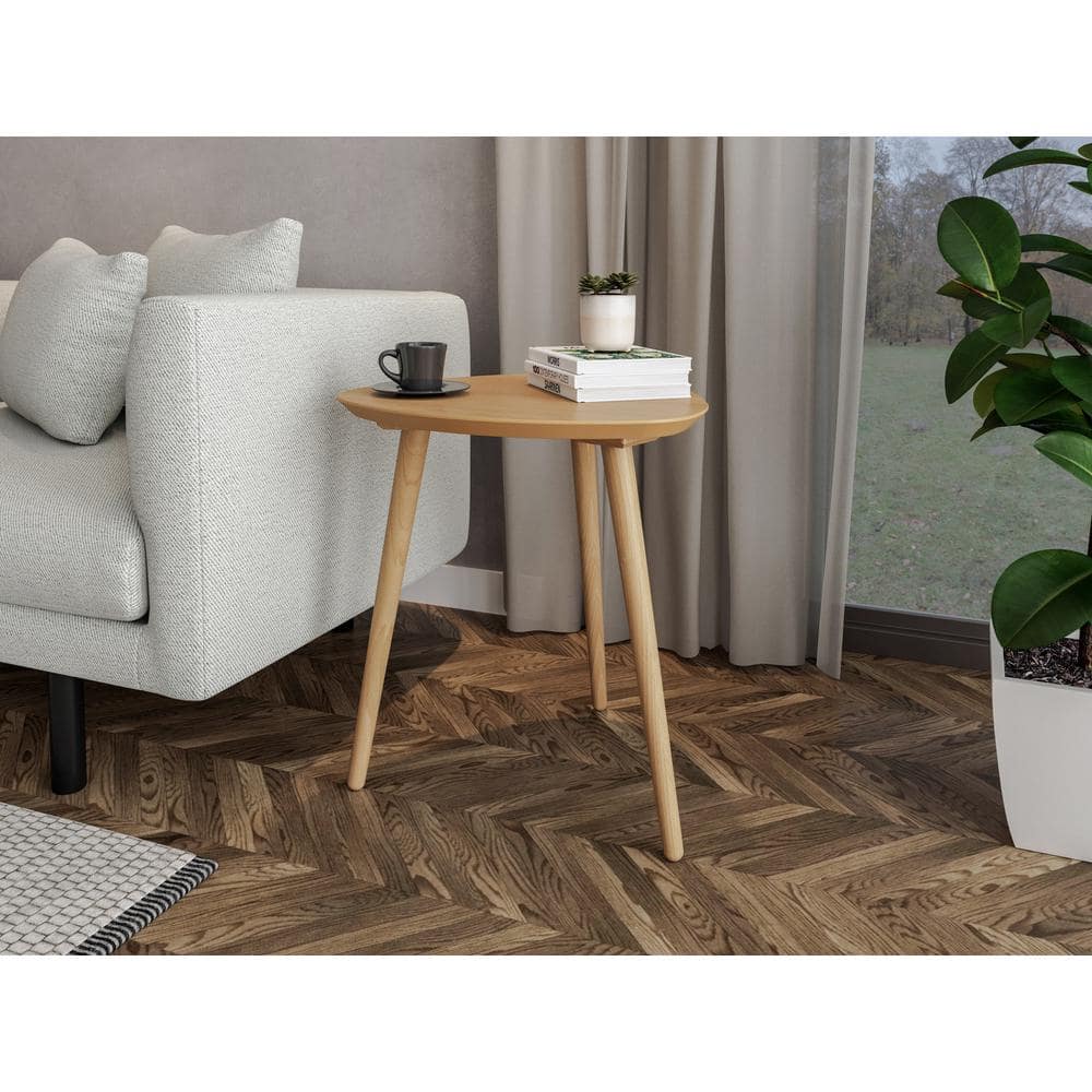 Camaflexi Mid Century 20.7 in Oak Triangular Solid Wood End Table ...