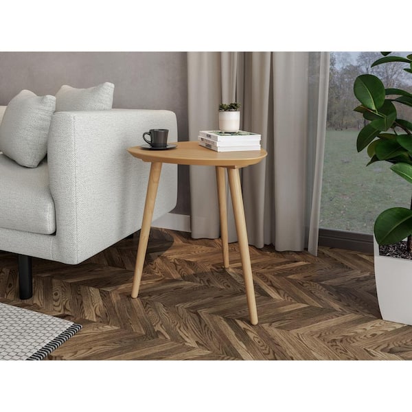 Camaflexi Mid Century 20.7 In Oak Triangular Solid Wood End Table 