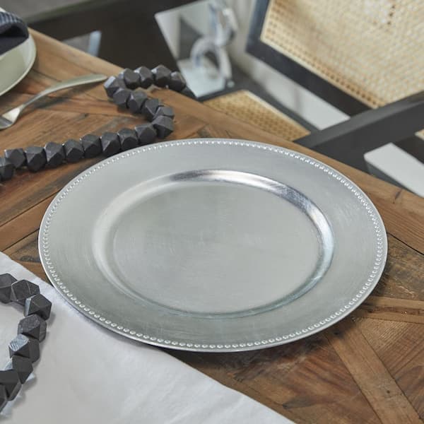 Litton Lane Silver Melamine Glam Decorative Plate Set of 8