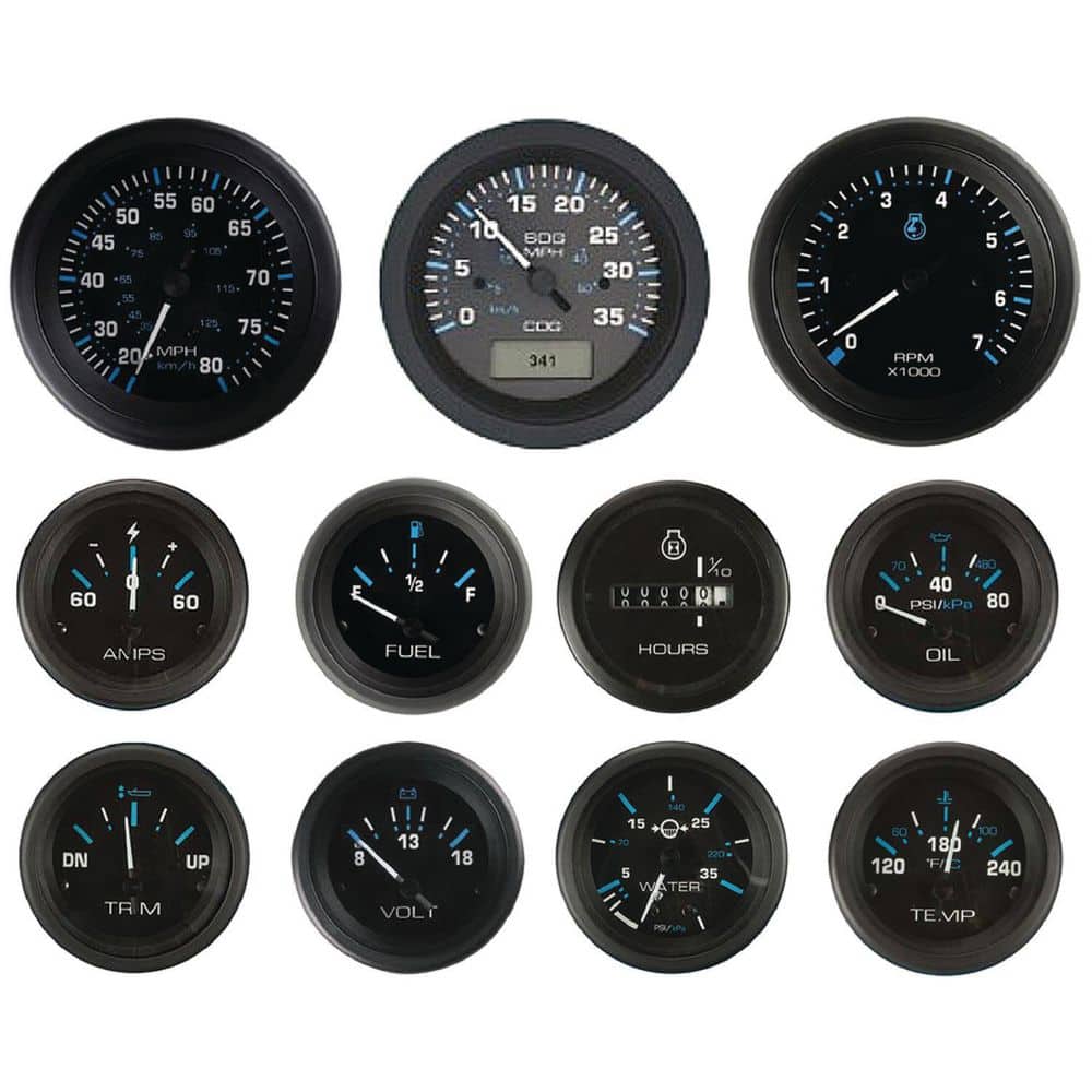 Eclipse Series Black Inboard 4 Set with Tachometer, Voltmeter, Oil Pressure & Water Temperature Gauges price history on PriceWatchPro