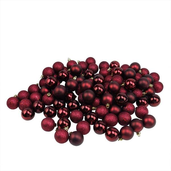 Northlight Burgundy Red Shatterproof 4-Finish Christmas Ball Ornaments (96-Count)