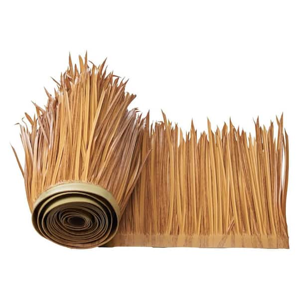 Mexican Style 1. 3 x 3. 2 ft. Brown PE Artificial Thatch Tiki Hut Roof Panel-Single Pack