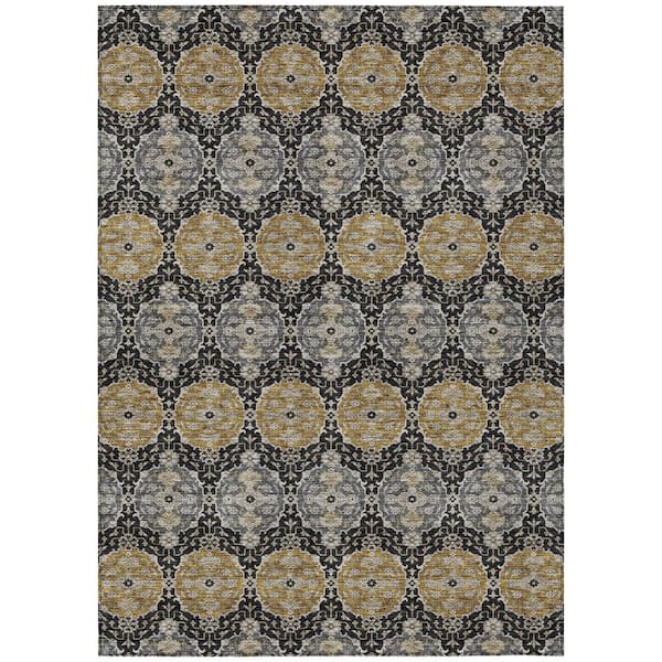 Chantille Machine Washable Indoor/Outdoor Abstract ACN2918 Black 10 ft. x 14 ft. Area Rug