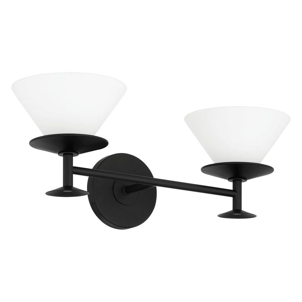 Tremolo 20-in. 2-light Matte Black and Champagne Gold Vanity Light with Etched Opal Glass price history on PriceWatchPro