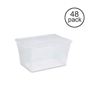 16598008 56 Quart Clear Home Storage Tote Container w/ Lid, 48 Pack