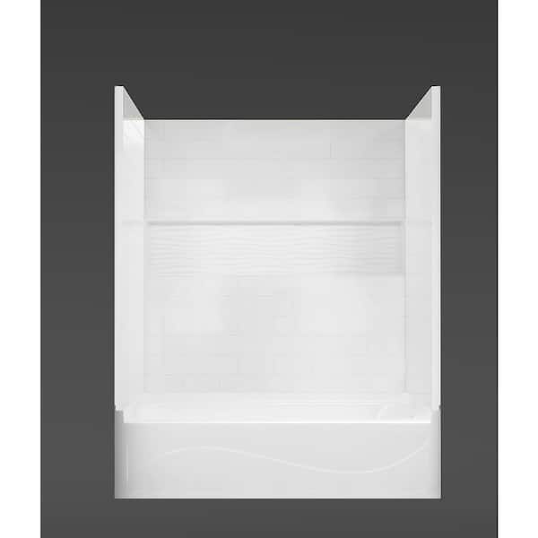 30 in. x 60 in. x 59.5 in. 3-Piece Direct-to-Stud Alcove Tub Surround in White