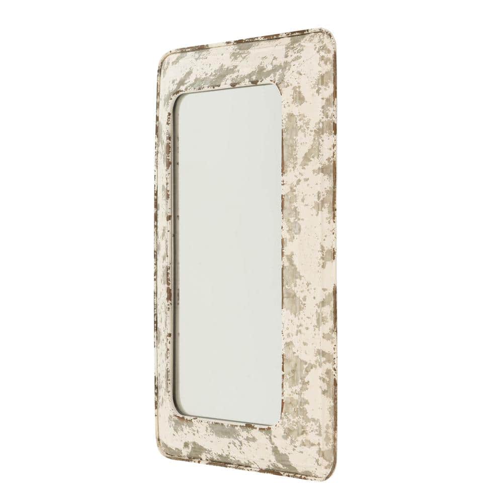Jaycee Distressed White Metal Rectangular Wall Mirror