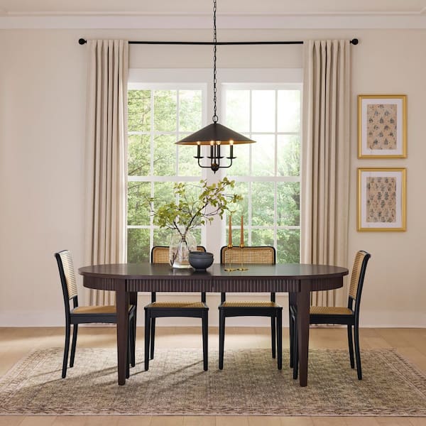 Gwynn Sable Wood Finish 95.98 in L x 40 in W Extension Dining Table with Square Legs, Seats 4-6