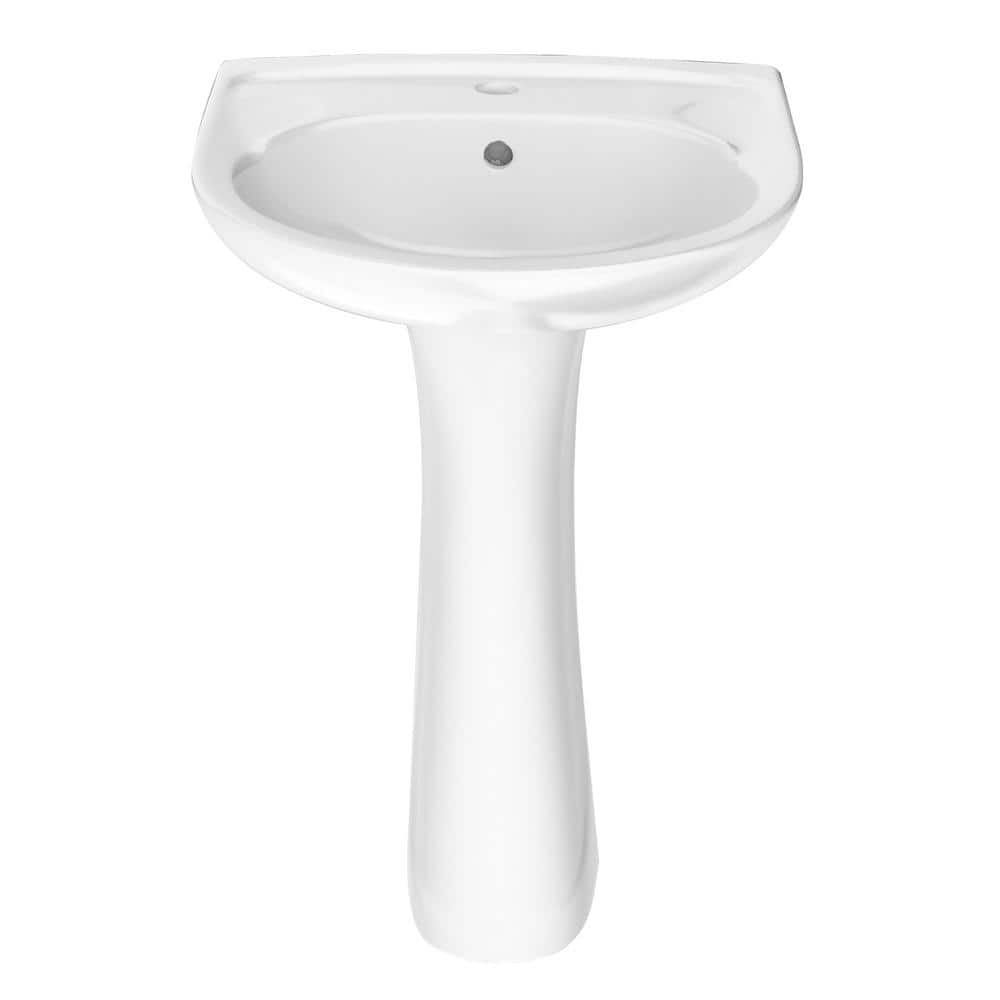 INNOBULE 21 in. White Ceramic Pedestal Sink with 26 in. Base in White