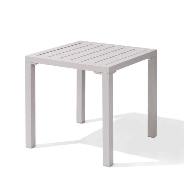Square Aluminum Outdoor Side Table in Beige