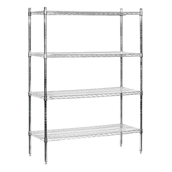 Salsbury Industries Chrome 4-Tier Welded Wire Shelving Unit (48 in. W x 74 in. H x 18 in. D)