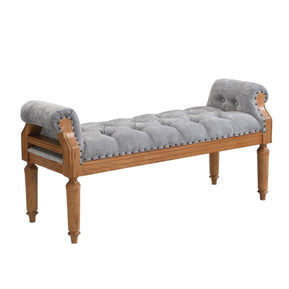 50 in. W Gray Wood Upholstered Bench with Rolled Arms price history on PriceWatchPro