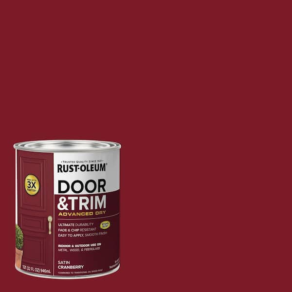 Rust-Oleum Stops Rust 1 qt. Satin Cranberry Interior/Exterior Door Paint (Case of 2)