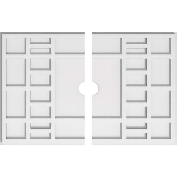 Ekena Millwork 26 in. W x 17-3/8 in. H x 2 in. ID x 1 in. P Beaux Architectural Grade PVC Contemporary Ceiling Medallion (2-Piece)