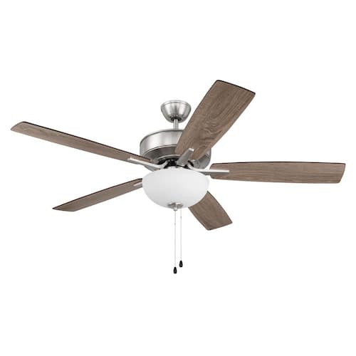 Pro Plus-211 52 in. Indoor Dual Mount Brushed Polished Nickel Ceiling Fan with Optional LED White Bowl Light Kit Lighting
