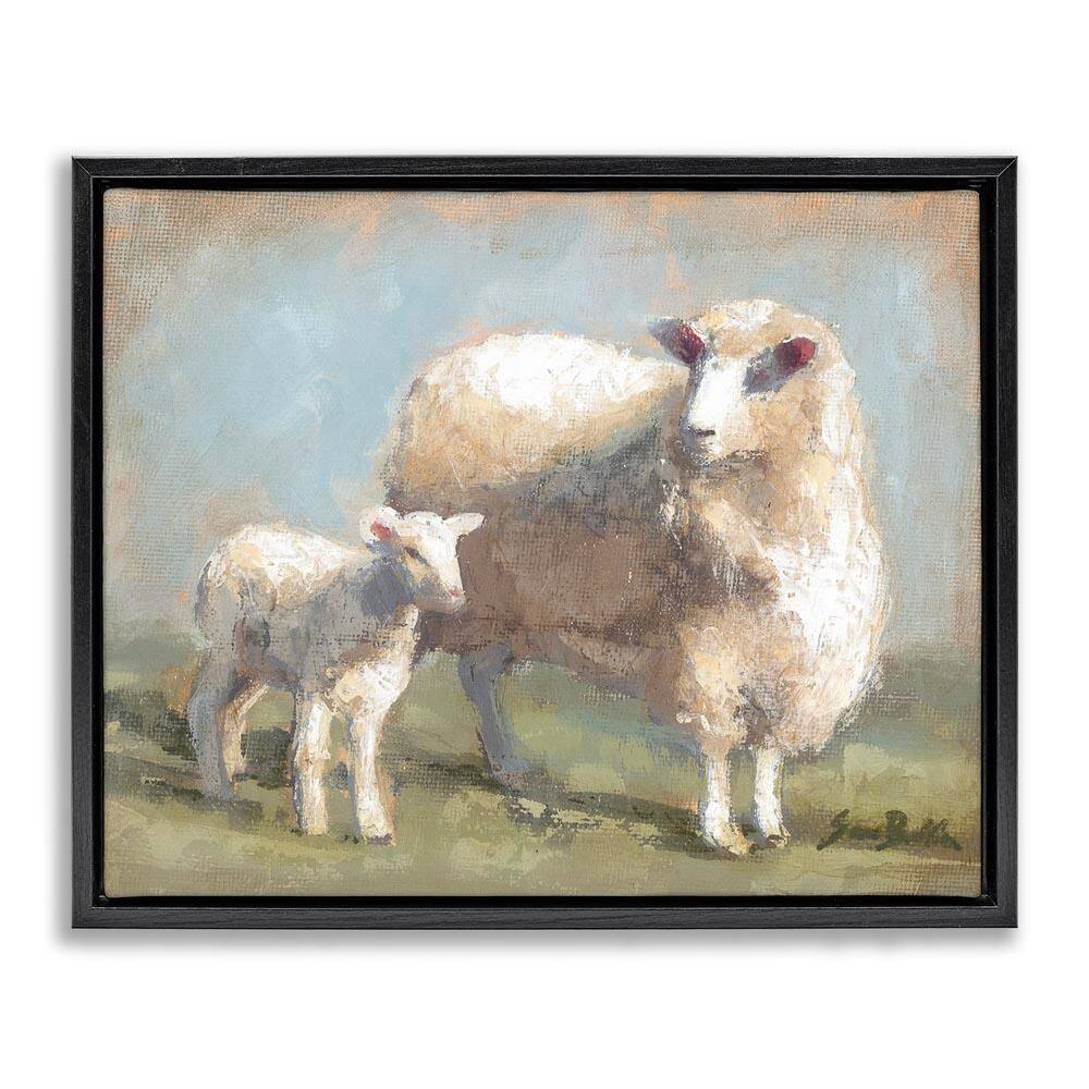 Sheep & Lamb Family Farm by Sara Baker Black Floater Frame Graphic Art Print Animal 21 in. x 17 in. price history on PriceWatchPro