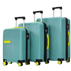 3-Piece Teal Blue Expandable ABS Hardshell Spinner 20 in. 24 in. 28 in. Luggage Set with Telescoping Handle, TSA Lock