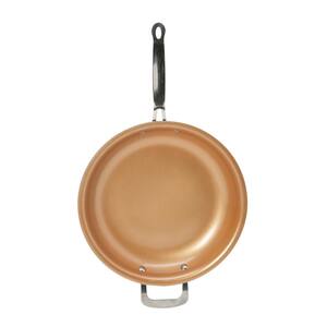 Kitchen Details 12 in. Aluminum Nonstick Frying Pan in Copper with Helper Handle