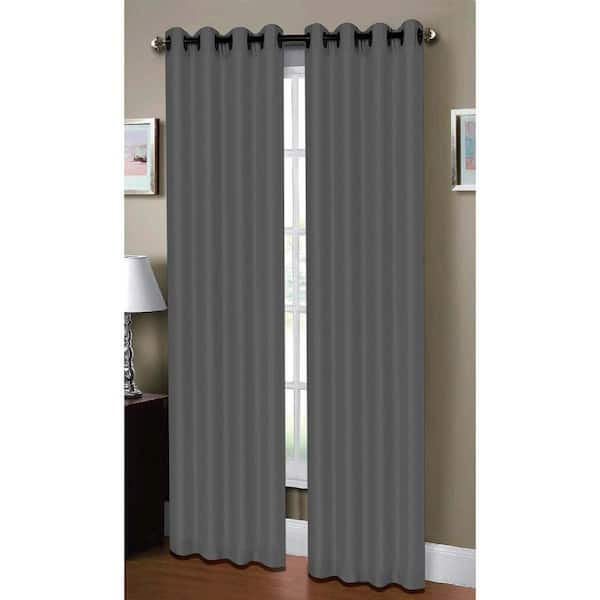 Window Elements Gray Solid Grommet Room Darkening Curtain - 54 in. W x 96 in. L (Set of 2)