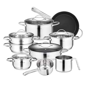 Miki 14-Piece Stainless Steel Non Stick Cookware Set