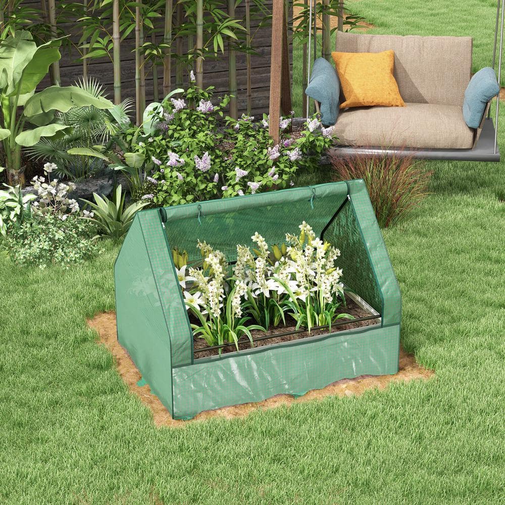 Galvanized Steel Raised Garden Bed with Greenhouse Cover, 36.25" x 49.25"